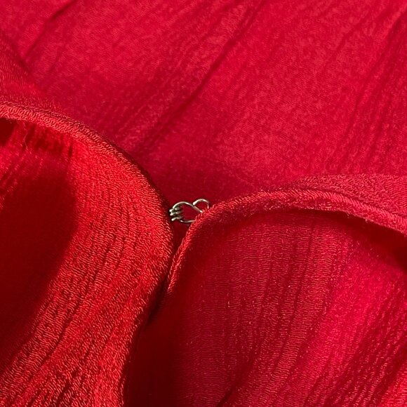 New Current Air Stacey Wide-Leg Jumpsuit Red Smocked Long Sleeve Size XL - Picture 8 of 11